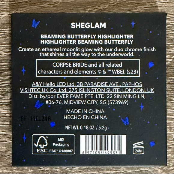 SHEGLAM  TIM BURTON’S The Corpse Bride Beaming Butterfly Highlighter - Picture 6 of 6